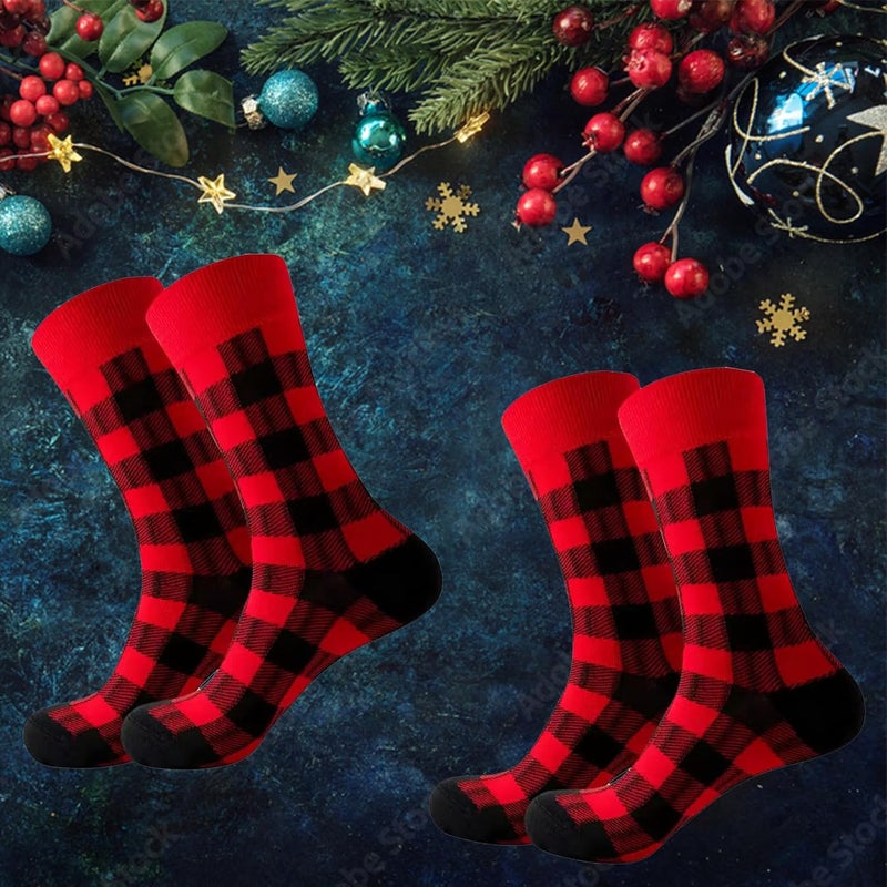 UTOWO Buffalo-Plaid-Cotton-Socks - Check Crew Socks Hiking Casual Warm Socks 2-pairs Fit for women - Image 5